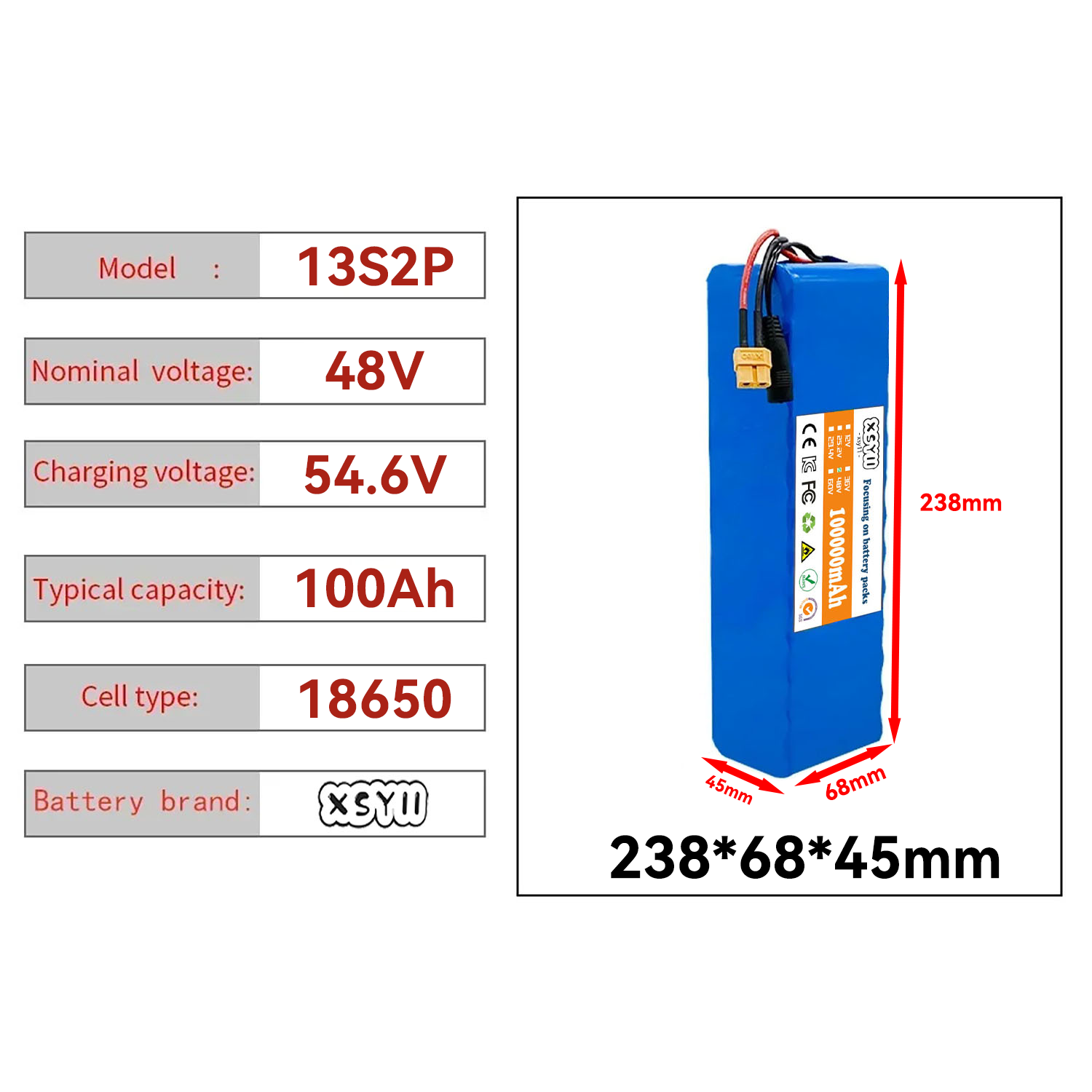 13S2P 48V 100Ah High Power 186 - 60V 30Ah Electric Scooter Battery 评论和价格